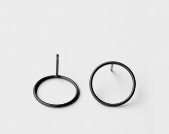 Kreise - oxidiertem Silber Ohrring - minimalistischen oxidiertem Sterlingsilber Kreis Ohrring