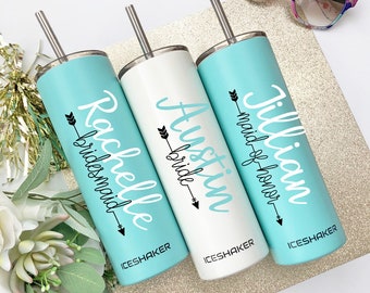 Personalized Tumbler with Straw, Bridesmaid Tumbler, Bridesmaid Gift, Insulated Tumbler, Bridal Party, Bachelorette Party, Wedding Tumbler