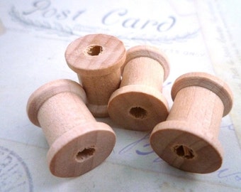Wooden Spools, 10 Small Mini Wood Spools, Thick