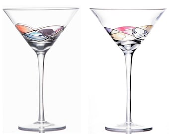 Handcrafted and Painted Martini Glasses by Sonoma Artisan, Set of 2