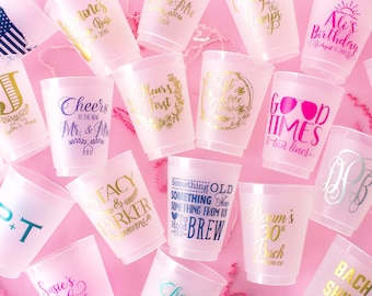Personalized Wedding Cups, Custom Cups, Plastic Party Cups, Bachelorette Cups, Gold Cups, Frosted Cups, Monogrammed Cups, Birthday Cups