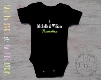 New Parents Gift, PARENTS PRODUCTION Black Bodysuit, Gender Neutral Baby Gift, Funny Gift For New Parents, Newborn Gift, Gender Neutral Baby