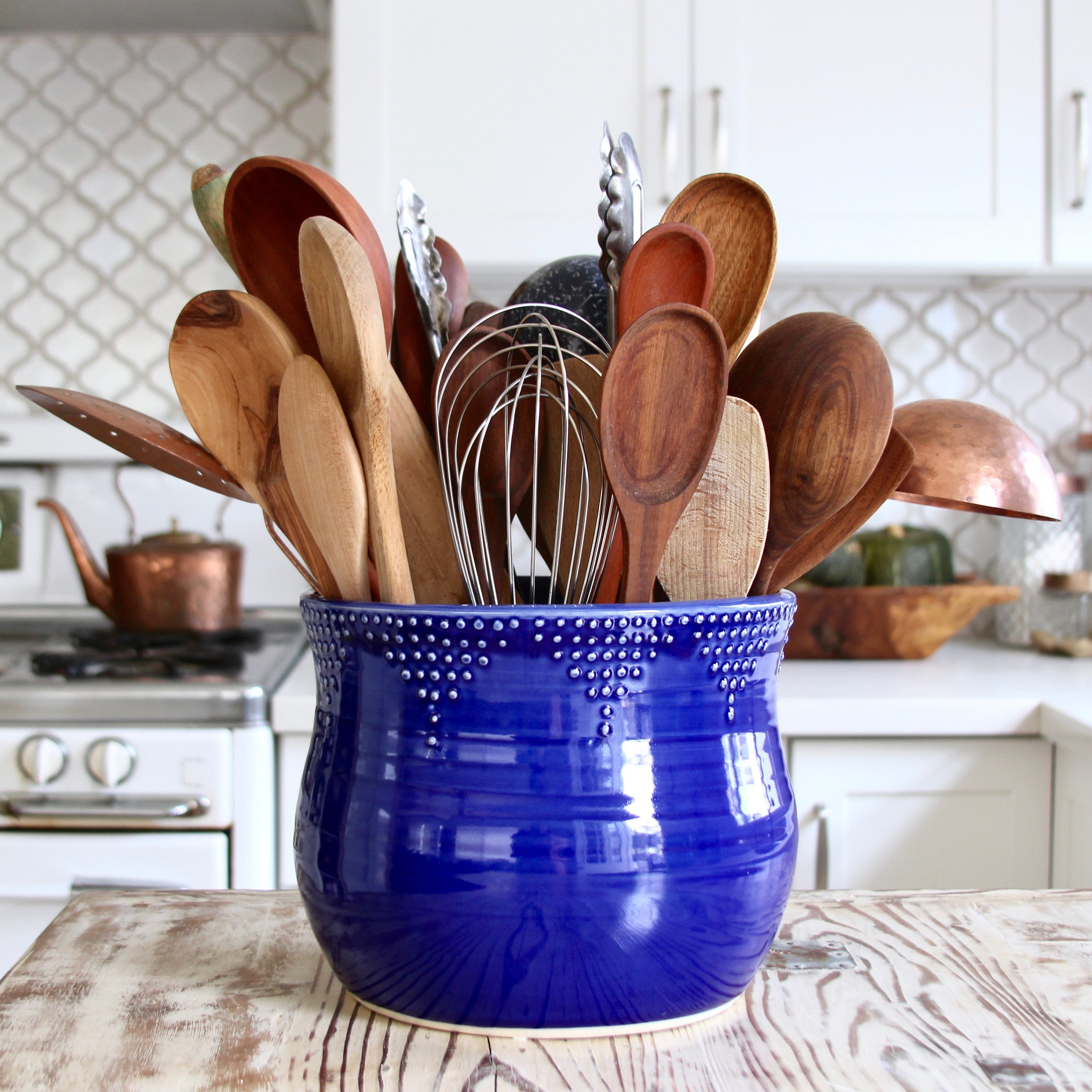 Jumbo Size Kitchen Utensil Holder 16 Colors Green Blue