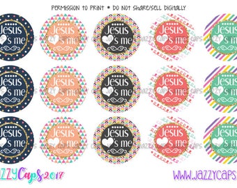 Jesus Loves Me 1" Digital Bottle Cap Images
