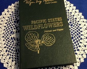 Pacific States Wildflowers, Roger Tory Peterson Field Guides, vintage book, vintage field guide, nature book, leather hardcover, reference
