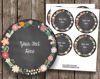 50% OFF SALE - Editable Chalkboard Labels - Notes - Cards - Floral - Watercolor - Thank You - Organizing - Pantry - Instant Download