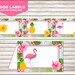 Flamingo Water Bottle Label instant download Pineapple Bottle