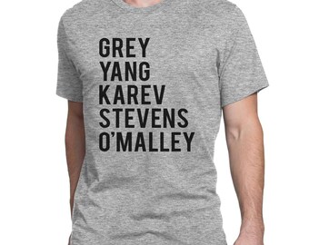 Grey's Anatomy T-shirt, Grey Yang Karev Stevens O'Malley Roster Shirt, Unisex Size
