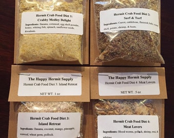 Sampler of Each Hermit Crab Food Diet