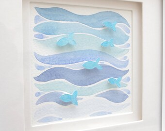 Sparkly Fish,nautical,beach,undersea,nursery wall art,nursery decor,nursery art,fish,gender neutral,new baby,bathroom,bedroom,home decor