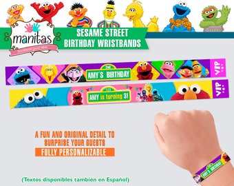40 pack Sesame Street Birthday Wristbands - Custom Wristbands - Personalized Wristbands - Sesame Street Favors - Sesame Street