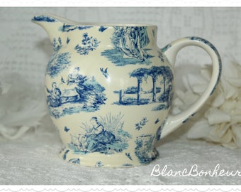 Arthur Wood, England: Off white and blue toile pitcher/ jug