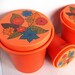 Vintage Mid Century Orange Canister Set / 1960s Vintage / 3 Piece Set