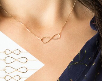 Dainty Infinity Necklace in Gold Filled, Sterling Silver, Rose Gold / 2 sizes of Infinity, Centered or Side Infinity, LN113_18, LN113_25