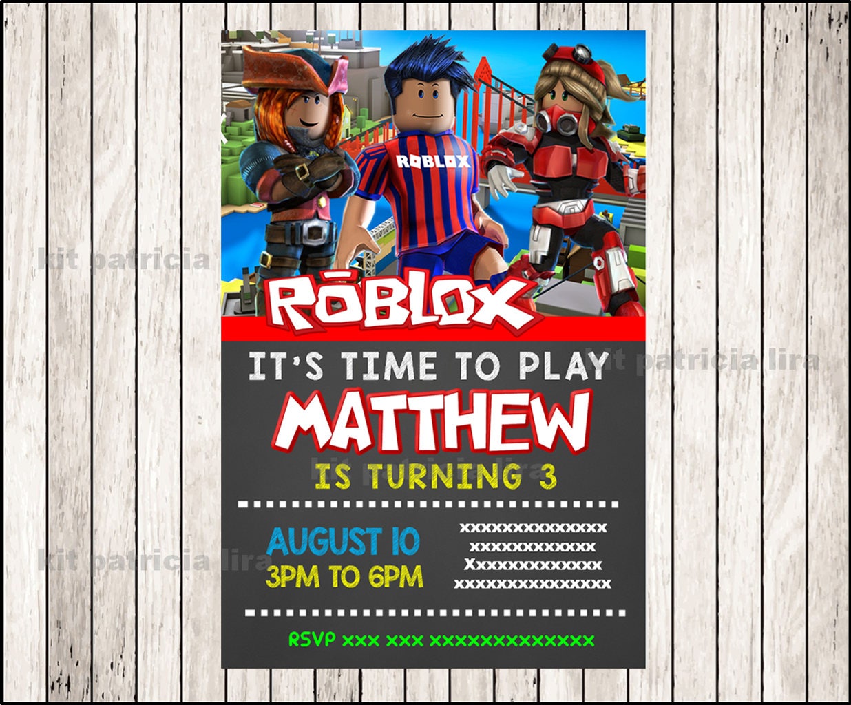 Roblox chalkboard party Invitation Roblox invitation Roblox