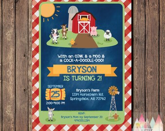 Farm Birthday Invitation. Farm Birthday. Farm Animals Invitation. Farm Party. Farm Invitation. Barnyard Birthday. Barnyard Invitation.