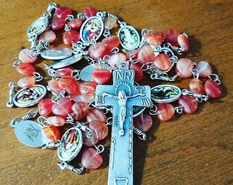 Handmade Catholic Stations of the Cross Chaplet with Tools of the Passion Irish Penal Crucifix