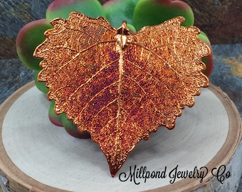 Cottonwood Leaf Pendant, Copper Dipped Cottonwood Leaf Pendant, Copper Cottonwood Leaf, Leaf Pendant, Nature Pendant, LARGE