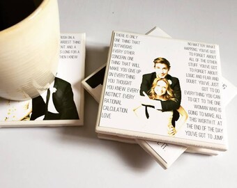 Jim & Pam Coasters | The Office - Set of 4 - True Love - Jim and Pam Halpert - The Office Gift Set - Jim Halpert Gift - Pam Halpert Gift