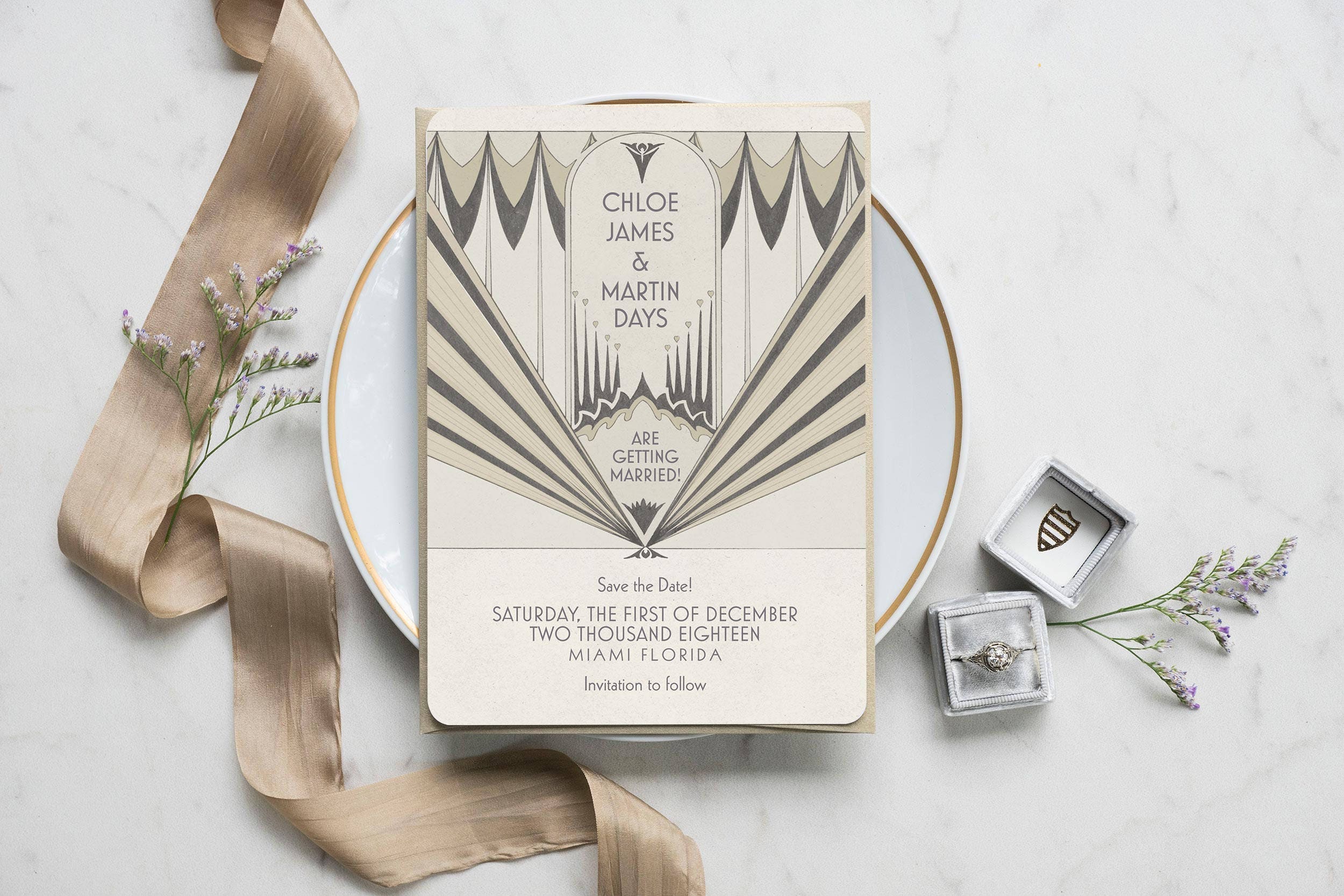 Art Deco Save the Date Save the Date Art Deco Wedding