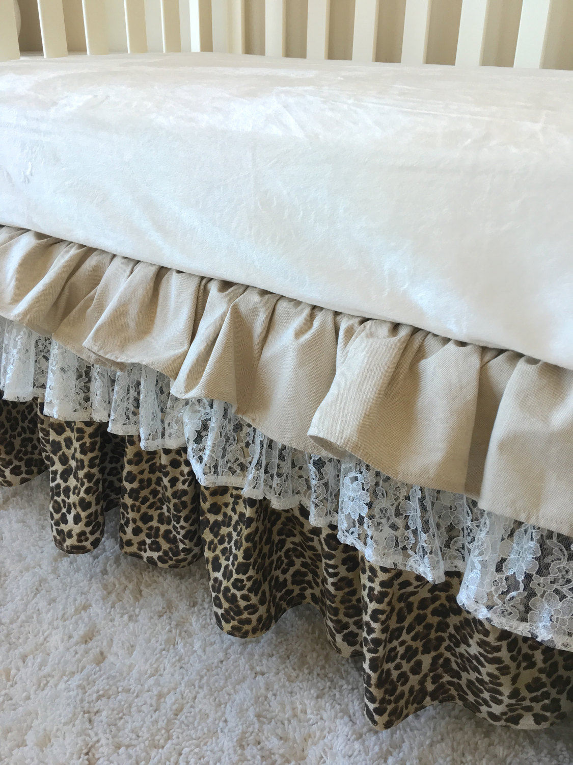Ruffled Crib Skirt Linen Crib Skirt Baby Dust Ruffle Crib