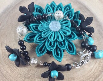 Ladies bracelet, Day of the Dead, Dia de los Muertos, Punk, Steampunk, Skull, Charm bracelet, Sugar skull, Howlite, Halloween, OOAK
