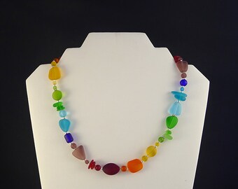 Rainbow sea glass necklace seaglass jewelry sea glass jewelry rainbow seaglass necklace beach glass colorful jewelry colorful necklace gift