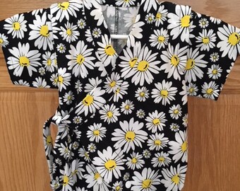 Daisy Baby Kimono, Flower Baby Kimono, Baby Kimono, Kimono Bodysuit, Baby Jinbei, 0-3M