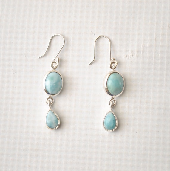 Sterling Silver Larimar Multiple Stone Earrings #9051