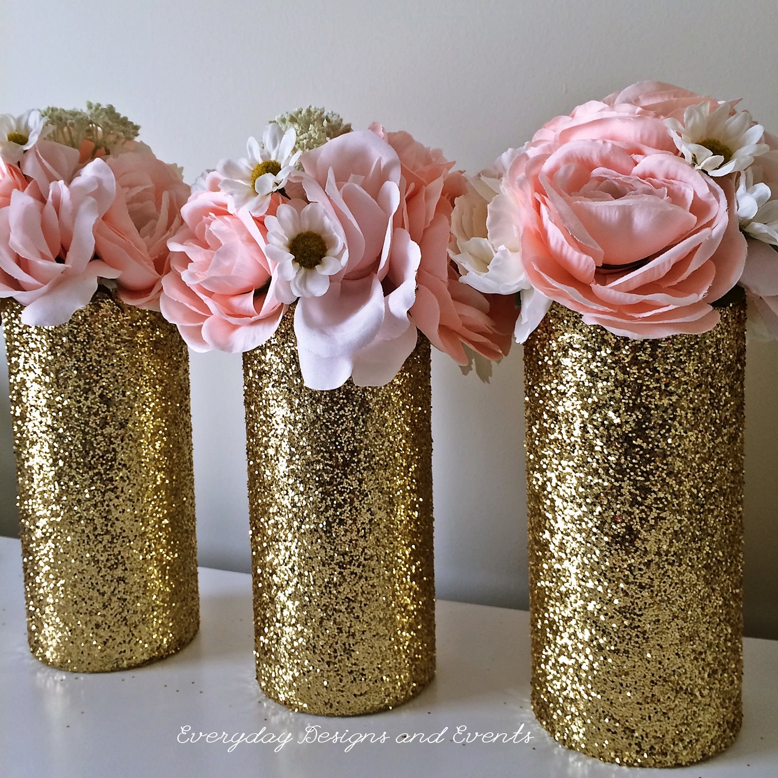 3 Gold wedding centerpiece wedding decorations gold glitter