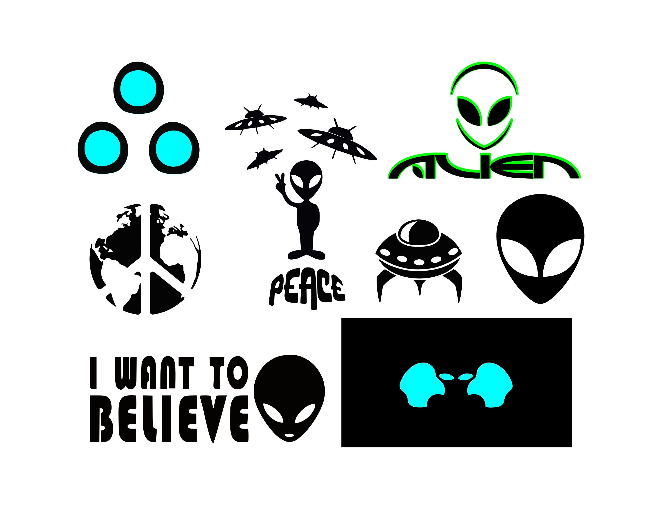 Alien svg Martians svg Believe Alien svg Peace Alien Svg files