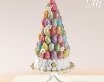 MTO -Stunning Easter Tree with Colourful Sugar Eggs (OOAK) - Miniature Food in 12th Scale for Dollhouse