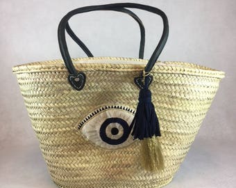 Korb-Korb mit Korb Strandkorb Sommer Auges Pompom Korb Korb Stroh Korb marokkanischen Basketball Tasche Sommer Tasche marokkanischen Basketball Strandtasche