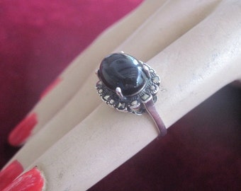 SALE 925 Sterling Silver Pinky Ring in Black Onyx