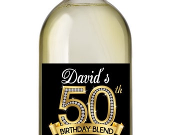 50th Birthday Wine Labels, Personalized Birthday Wine Label