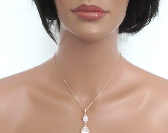 Rose Gold Bridal necklace, Wedding jewelry, Bridal necklace, Crystal necklace, Bridesmaid necklace, Wedding necklace, Rose Gold necklace