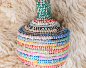 Small Rainbow African Basket With Lid