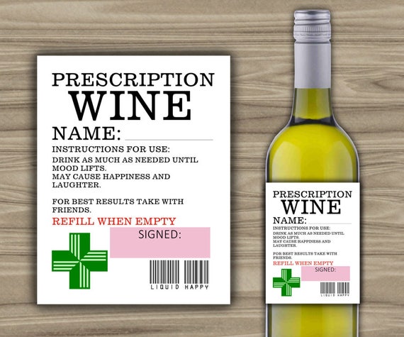 printable prescription wine label new mommy teacher