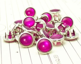 24 Magenta Cowgirl Snaps Pearl Prong Western Snaps