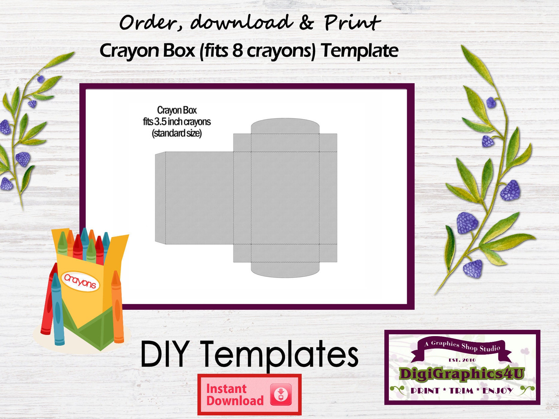 Crayon Box Printable DIY Template - Il Fullxfull.1356596111 K7af 