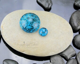 Aquarium Blue Set - Lampwork Glass Cabochon - 17mm - Jewelry Making Supply