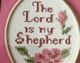 APRILSALE Wonderart The Lord is my Shepherd counted cross stitch kit with frame