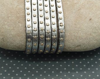 20 cm silver rivet 5mm grey flat leather cord