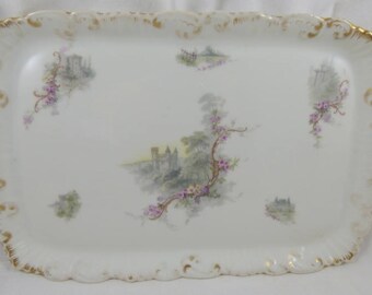 Antique Limoges French Porcelain Dresser Vanity Tray FRENCH CASTLES Floral