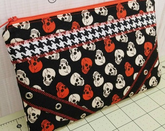 Skulls Zippered Patchwork Pouch