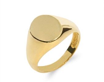14k solid gold signet ring. engravable ring, pinkie ring