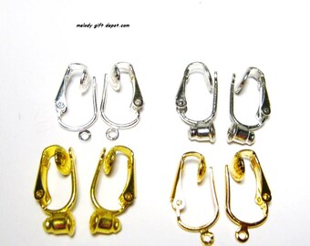 CLIP ON EARRING Converters- Change pierced earrings from Post or Dangle Style Earrings to Clip on- 4 pair variety lot