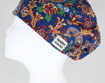 Surgical Scrub U Hat for Women - Floral Paisley
