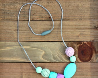 Nursing Necklace, Silicone Beads, Chew Beads, Nursing Jewelry, Teether, Teething Necklace, Breastfeeding, Sensory, Teething Beads, Natural