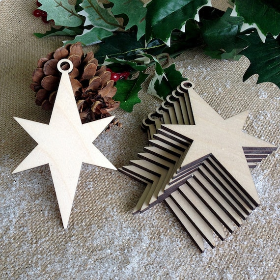 10 Wooden Stars For Christmas Tree Decorations T Tags